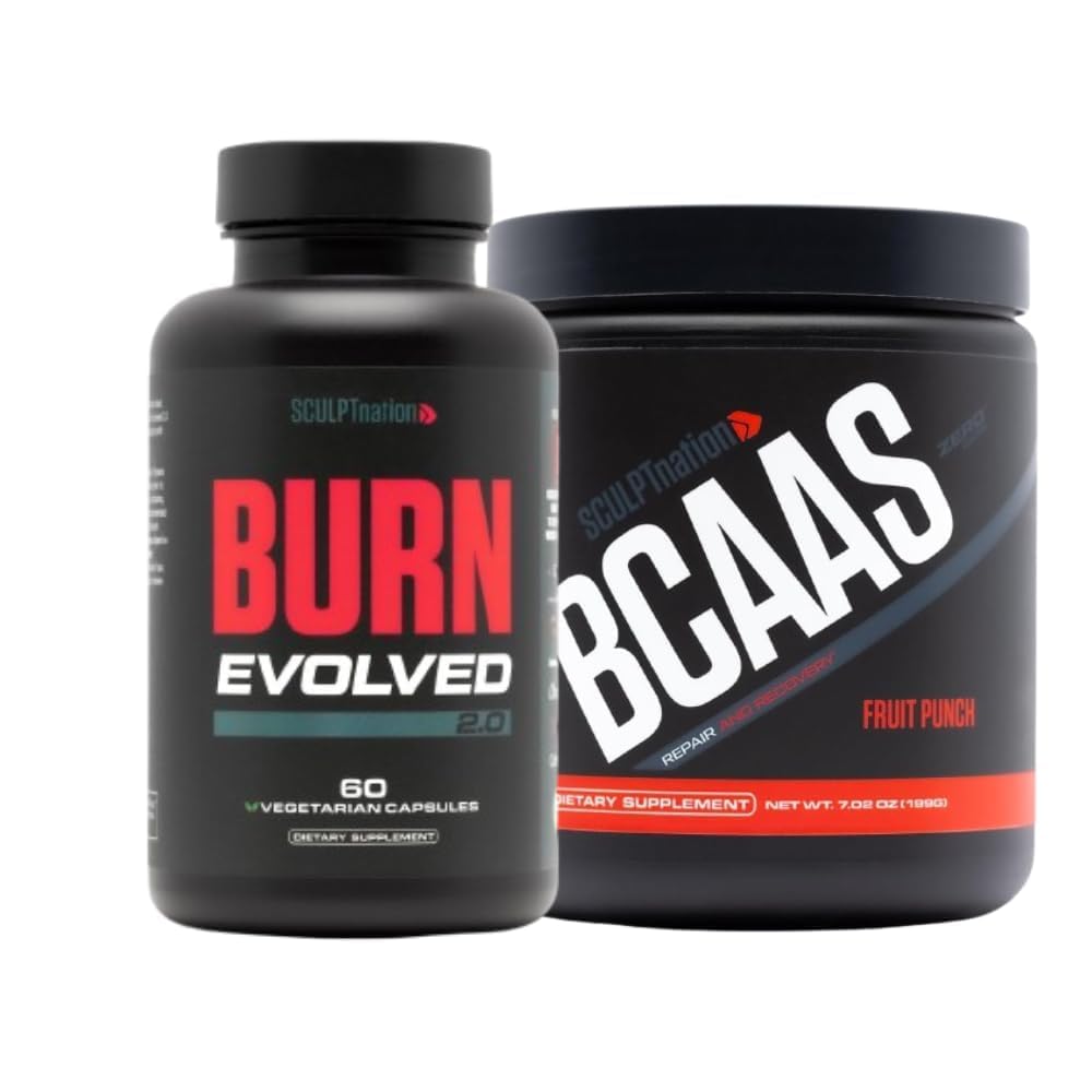 Sculpt Nation Burn Evolved 2.0 and BCAA Powder Fruit Punch Bundle, 2-Count