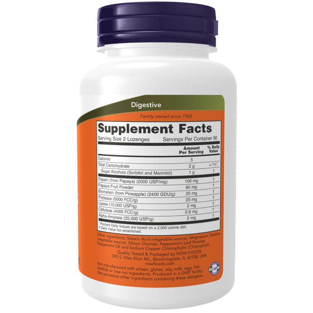 NOW Foods Papaya Enzyme Chewable Lozenge 180 Count