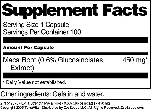 Terravita Maca Root Extra Strength Capsules, 450 mg, 300 Count