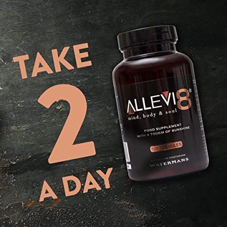Watermans Allevi8 Curcumin Turmeric, Ginger, Frankincense, Vitamin D & Black Pepper Extract for Best Absorption - Daily Joint & Mental Health, Immune Health Support, 120 Capsules