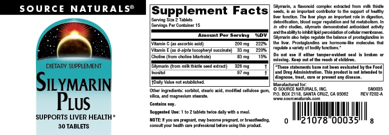 Source Naturals Silymarin Plus Tablets, 30 Count