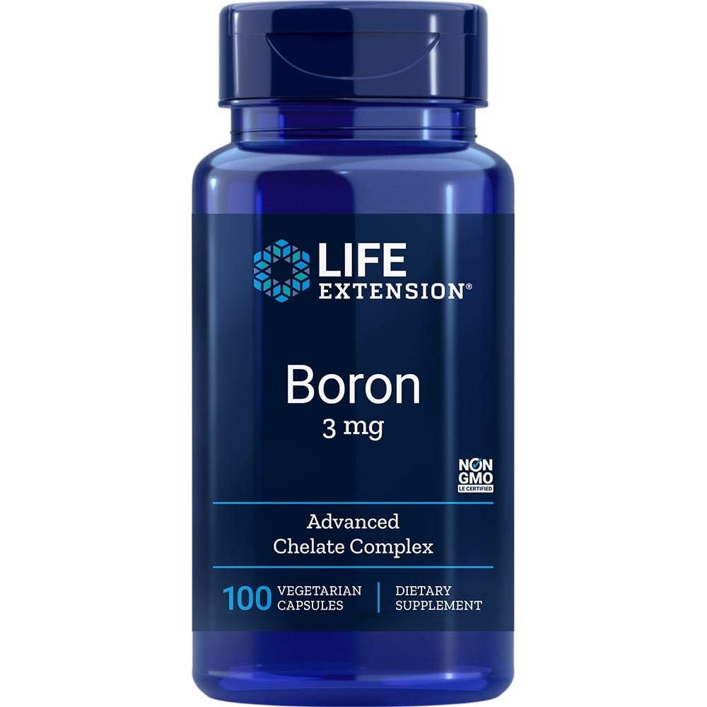 Life Extension Boron 3 mg, Vitamin B2 Capsules, 100 Count