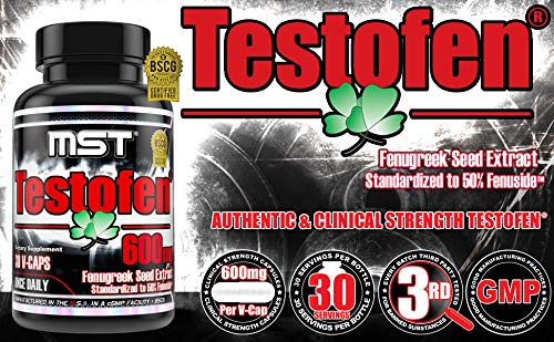 MST Testofen Fenugreek Seed Extract 600mg, Standardized to 50% Fenuside, 30 Capsules
