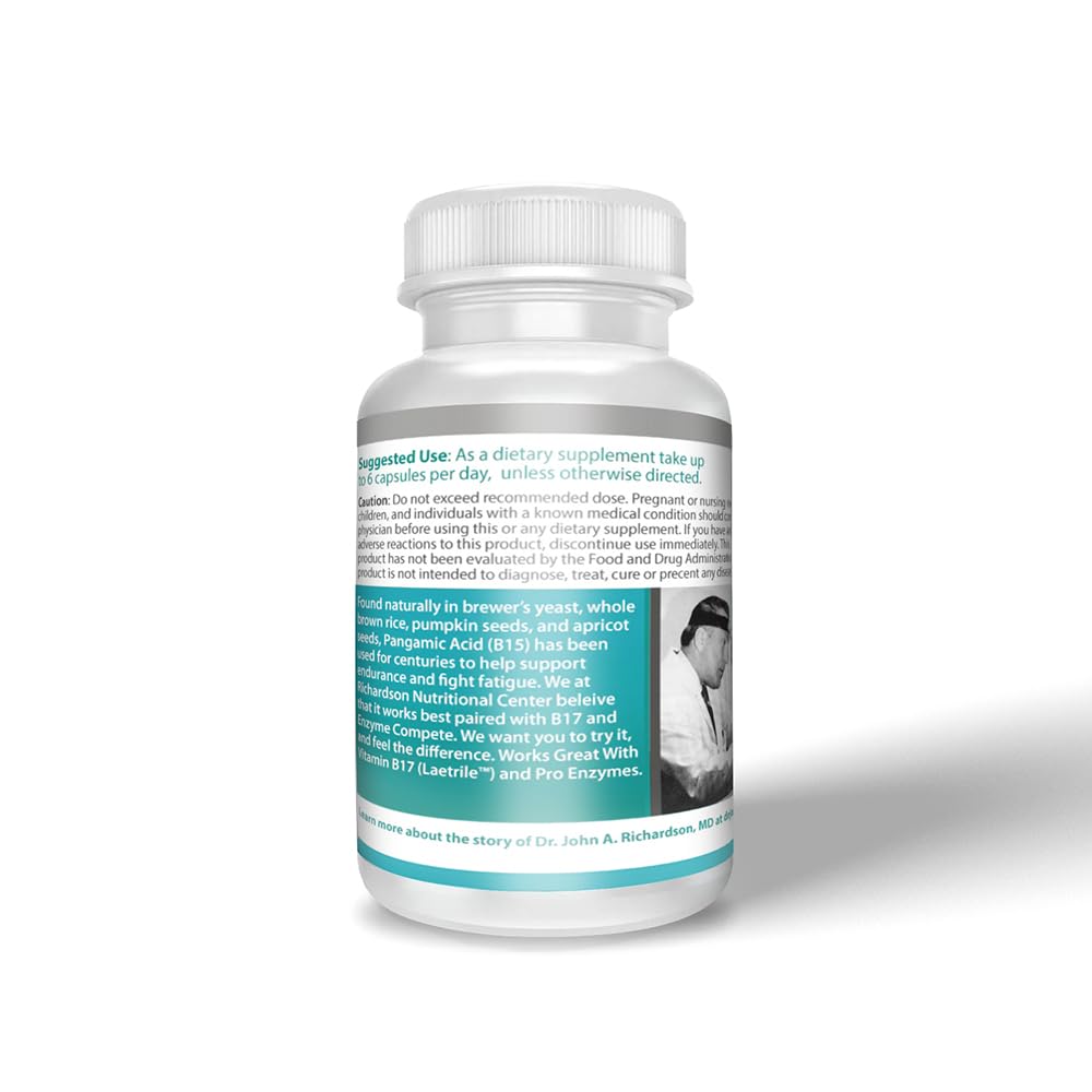 Richardson Nutritional Center B15 Complete Extra Strength Pangamic Acid with TMG DMG 500mg, 90 Capsules