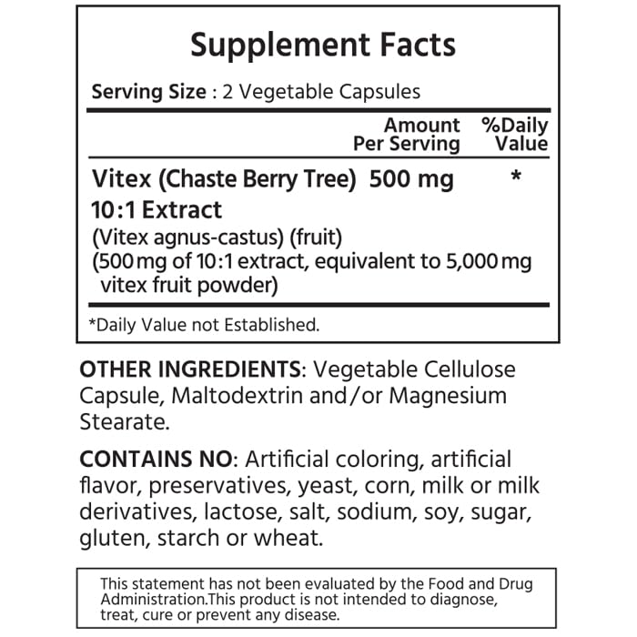 ML Naturals Vitex Berry 500mg Capsules, 360 Count