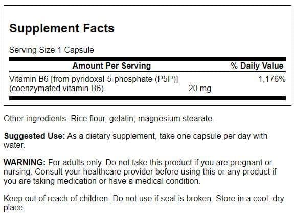Swanson P-5-P (Pyridoxal-5-Phosphate) Coenzymated Vitamin B-6, 60 Capsules