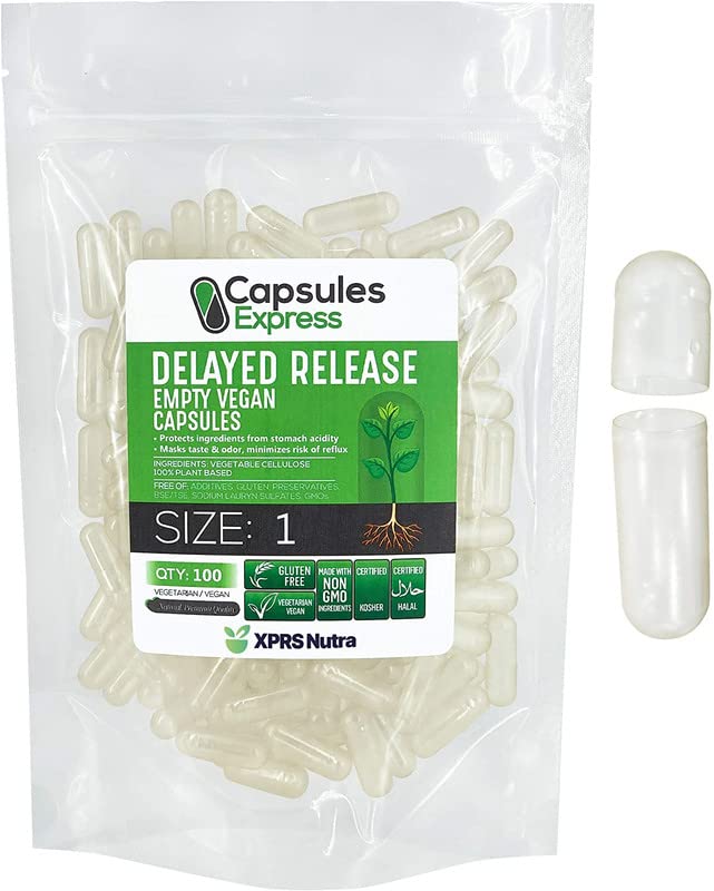 XPRS Nutra Delayed Release Empty Capsules Size 1, 100 Count