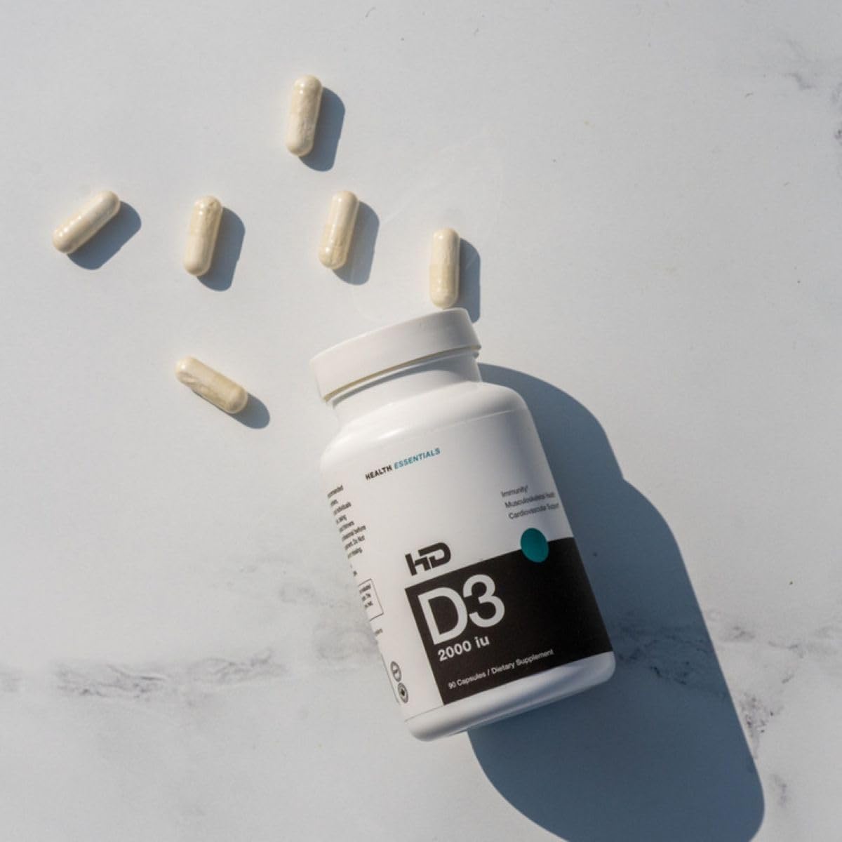 HD MUSCLE HealthHD D3 2000iu Vitamin D3 Supplement, 90 Capsules