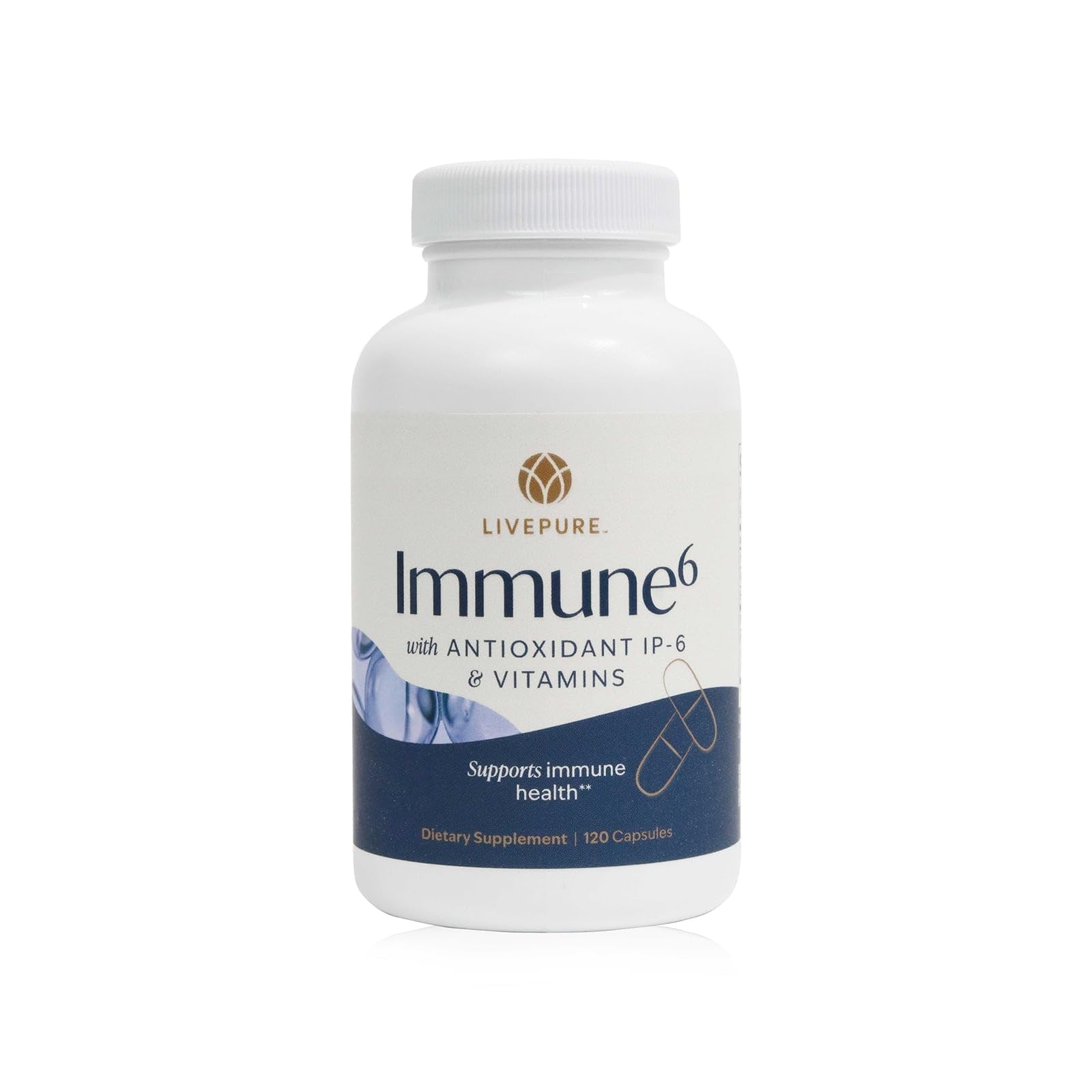 PURE Immune6 Immune Support Supplement with IP6 (Inositol Hexaphosphate), Selenium, Vitamin C and D3 - 120 Capsules