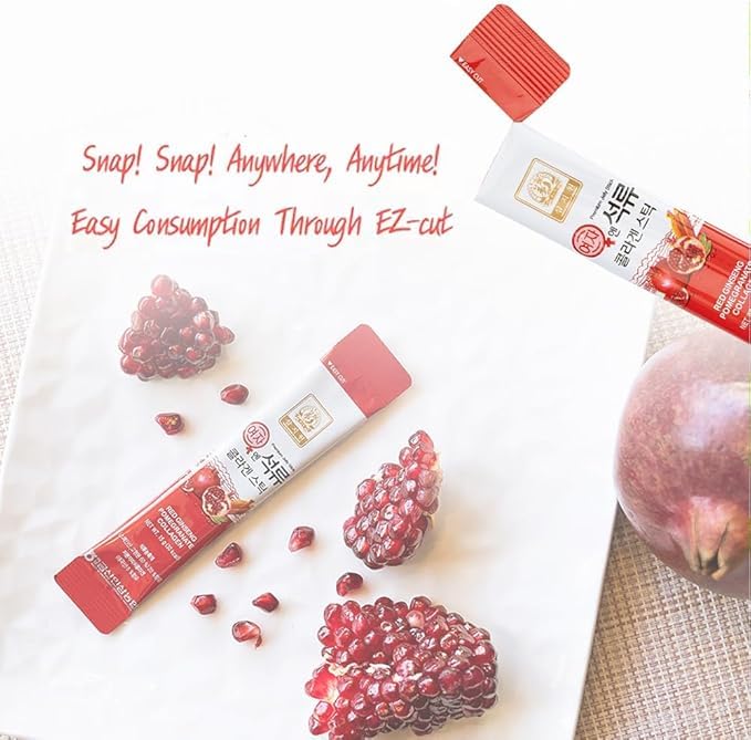 ZIOSTAND Korean Beauty Baekje Geumsan Women's Pomegranate Collagen Jelly Stick Gummy 6 Count