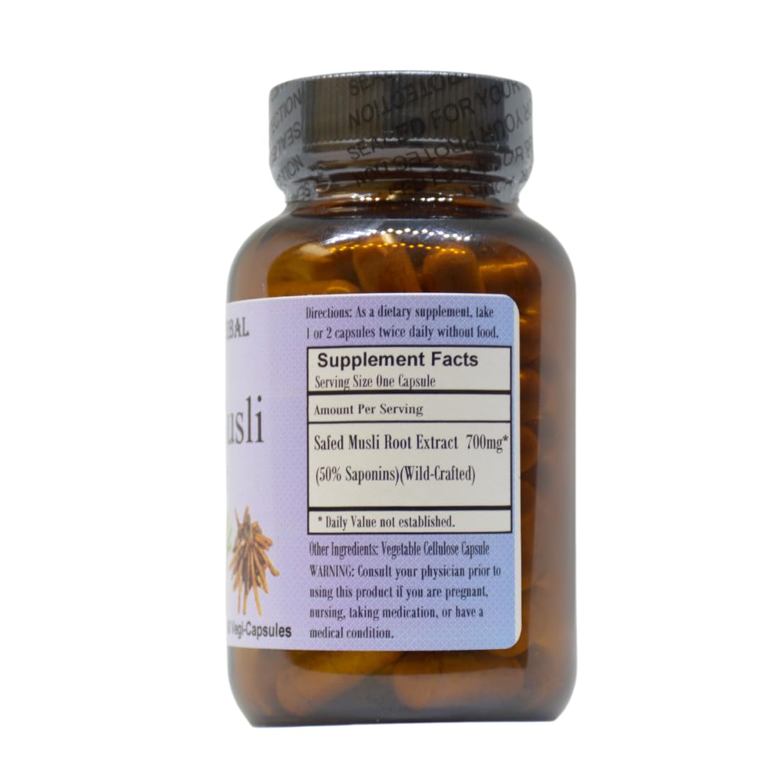 Barlowe's Herbal Elixirs Safed Musli Extract Capsules 60 Veggie Capsules
