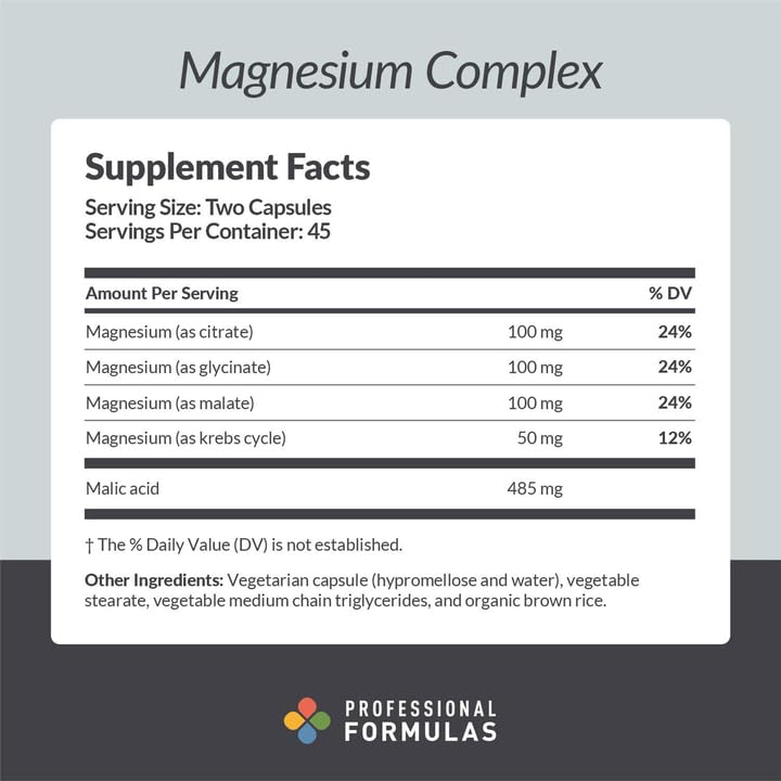 PROFESSIONAL COMPLEMENTARY HEALTH FORMULAS Magnesium Complex Capsule 180 Count