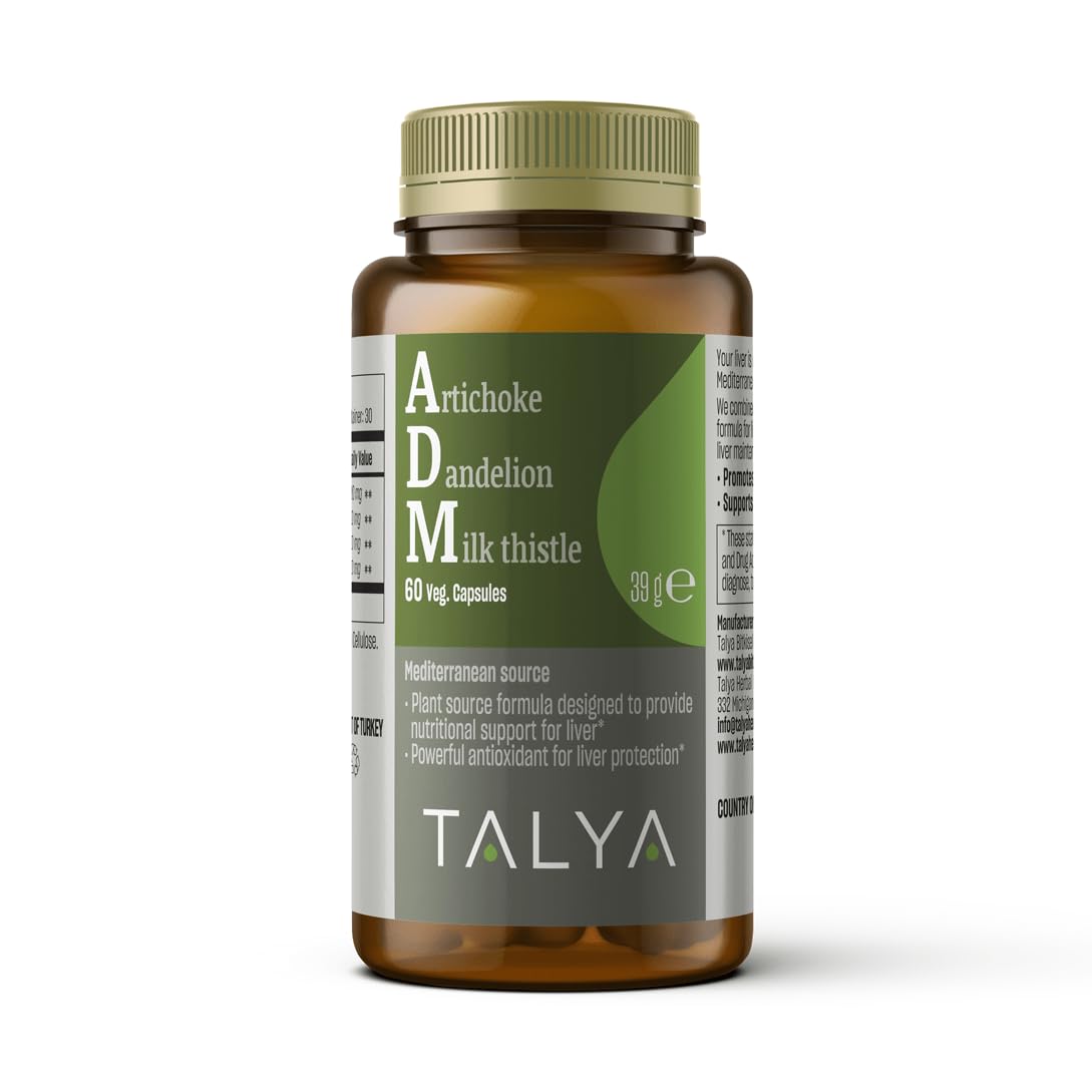 TALYA Milk Thistle Silymarin Artichoke Dandelion Herbal Liver Detox Liver Support Capsules 60 Count