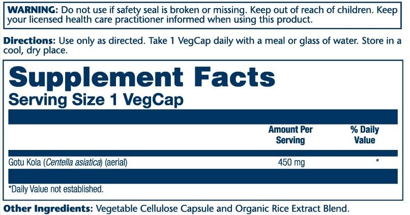 Solaray Gotu Kola 450 mg Capsules, 200 VegCaps