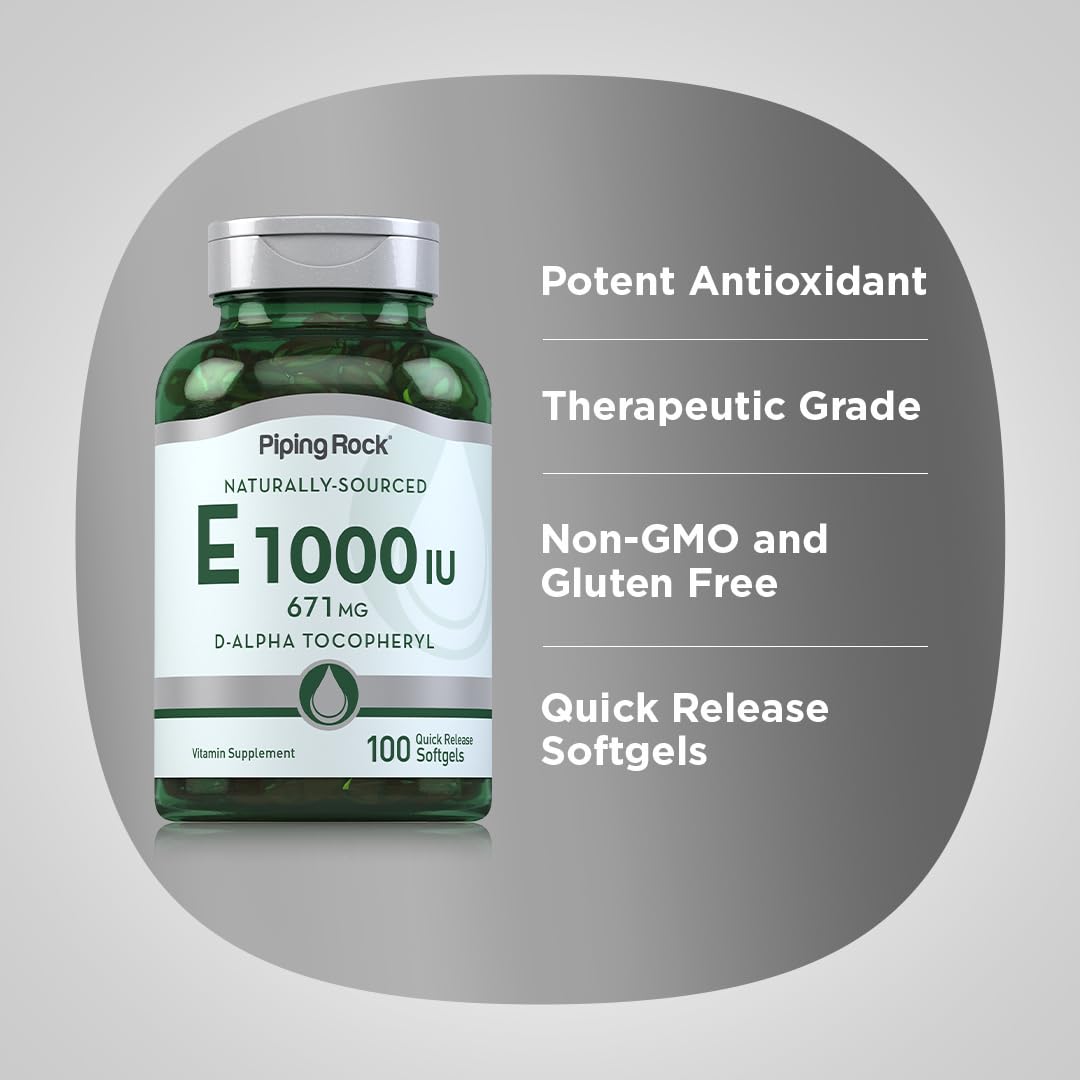 Piping Rock Vitamin E 1000 IU Softgel Capsules, 100 Count