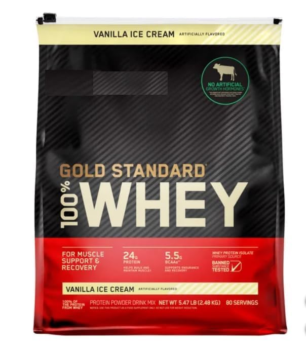 Generic Gold Standard 100% Whey Protein Powder, Vanilla Ice-Cream Flavor, 80 Servings, 5 lb