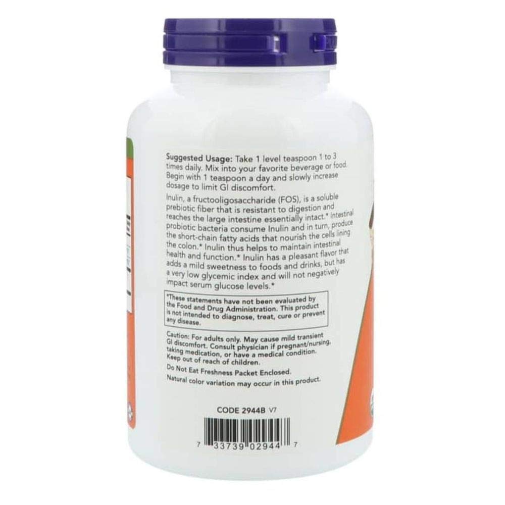 NOW Foods Inulin Prebiotic FOS Powder, 16 Ounces