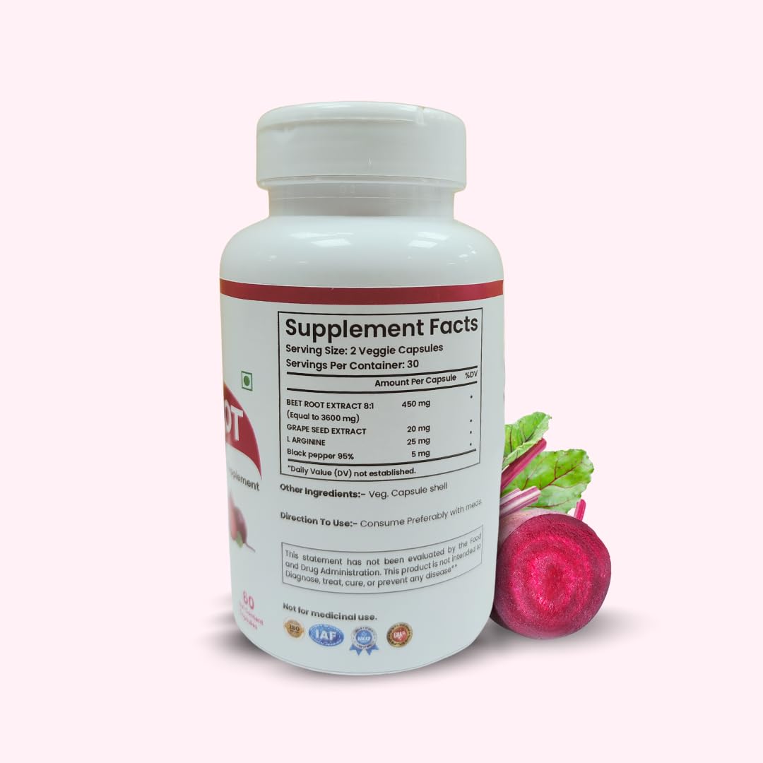 Organic Vedaa Holistic Care Beet Root Fiber Capsules, 60 Capsules