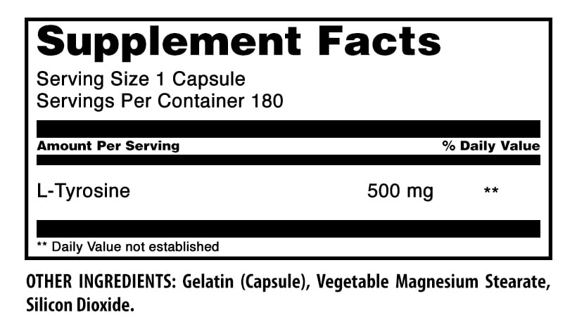 Amazing Nutrition L-Tyrosine Amino Acid Supplement 180 Capsules