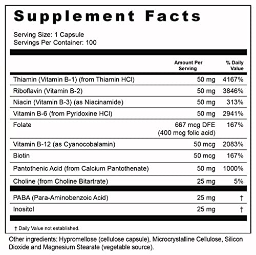 BIOACTIVE NUTRIENTS Vitamin B Complex Dietary Supplement Capsules 100
