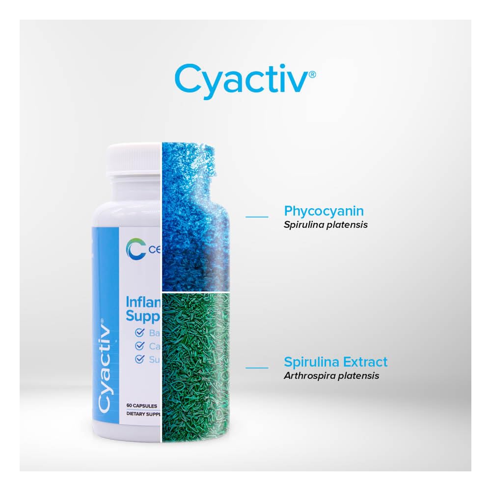 Cerule Cyactiv Natural Inflammation Supplement – Whole Body Balance and Cellular Protection Formula – Supports Stem Cell Health, Immune Function, Joint Comfort, Mobility, and Recovery, 60 Capsules