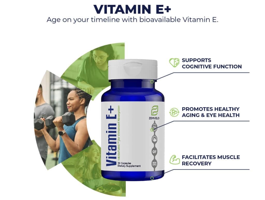 Zemvelo Eye Vitamins Vitamin E+ for Eye Health, Muscle Recovery, Cognitive Function & Healthy Aging Capsule, 30 Count