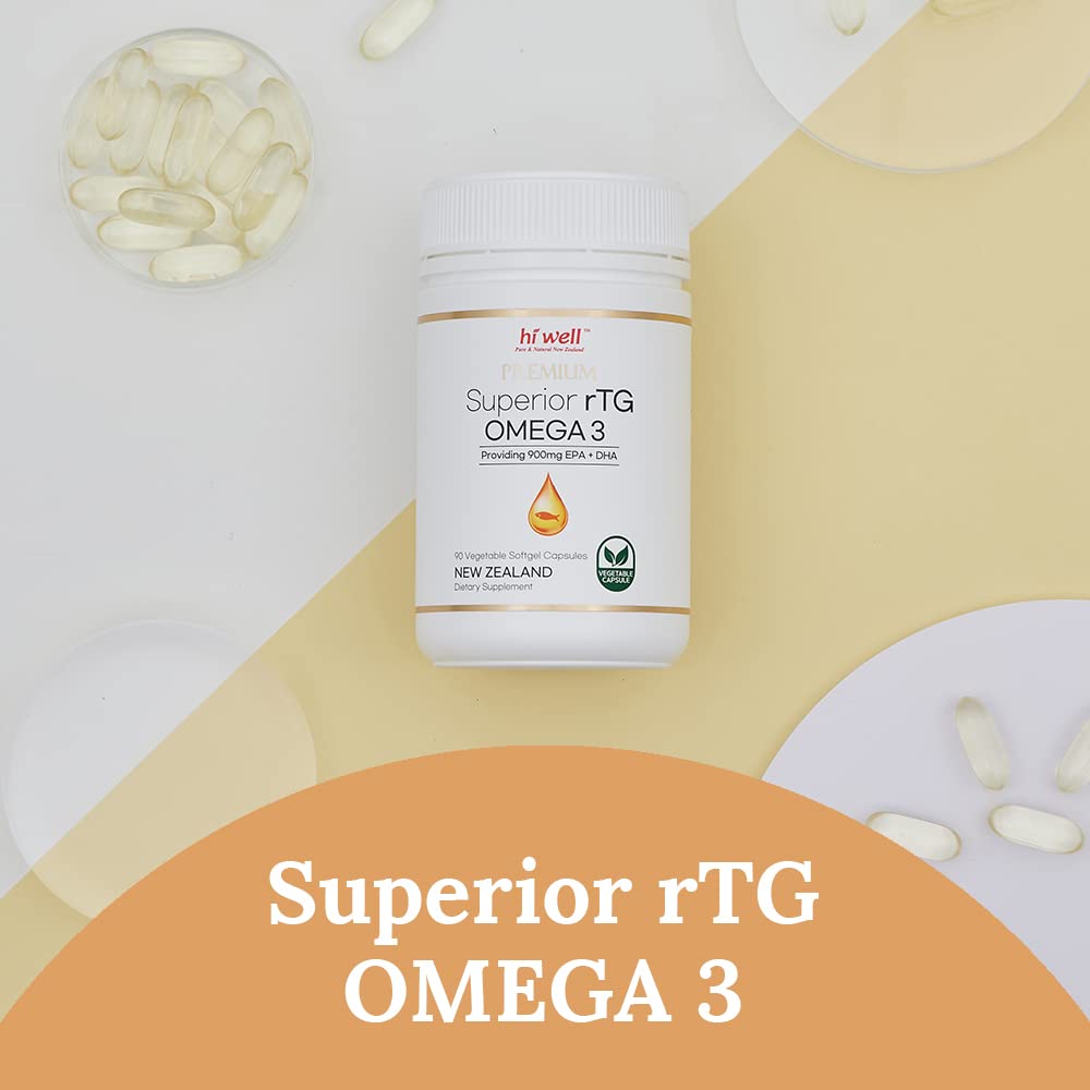 HI WELL PURE & NATURAL NEW ZEALAND Hi Well Premium Superior rTG Omega 3 Softgel Capsules, 90