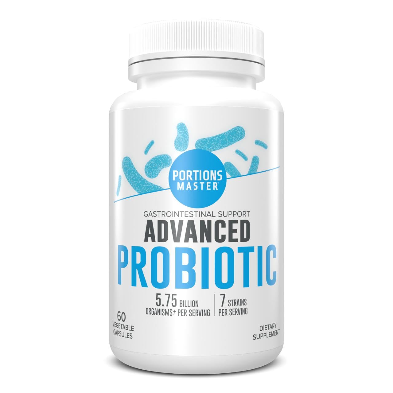 Portions Master Probiotics 5.75B CFU + Prebiotic, Gut Health 60 Capsules