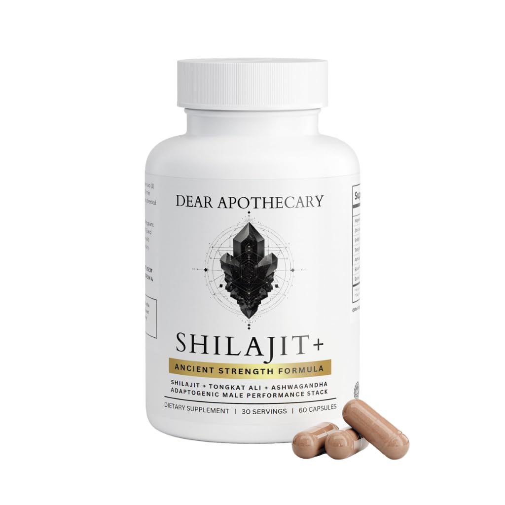 Dear Apothecary Shilajit+ 500mg with Eurycoma Longifolia, Ashwagandha, Zinc, Magnesium, Boron & Black Pepper, 60 Capsules