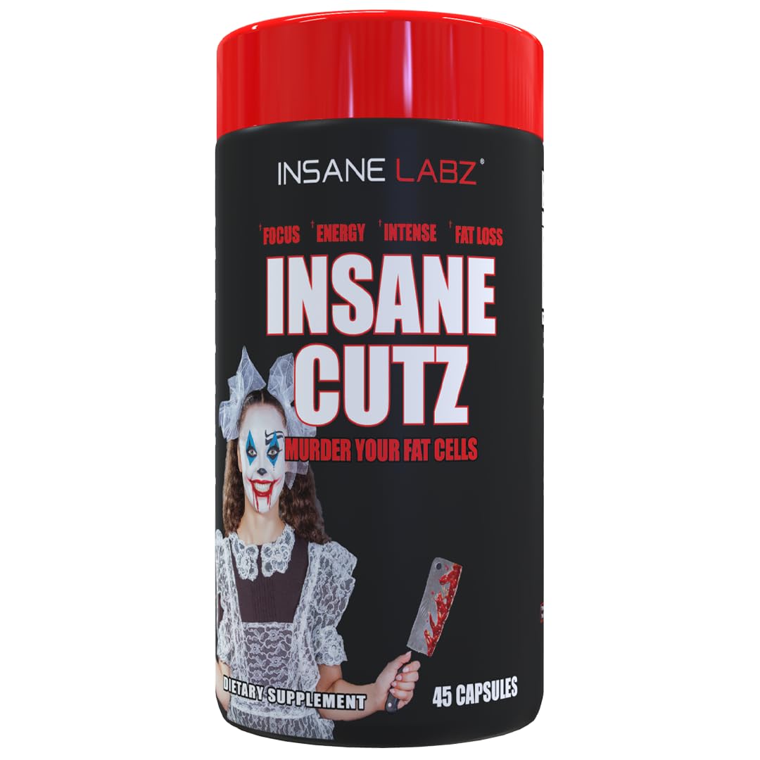 Insane Labz Insane Cutz Intense Fat Burner for Men and Women, Thermogenic Weight Loss Supplement with Dandelion Root Extract Fueled by AMPiberry, Appetite Suppressant 45 Capsules