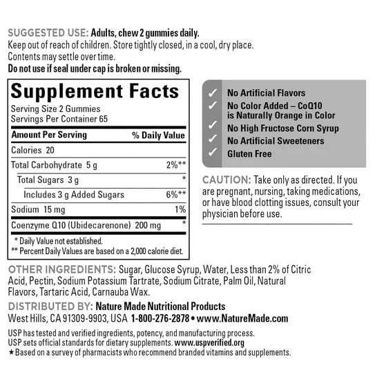 Nature Made CoQ10 200mg Gummies 130 Count