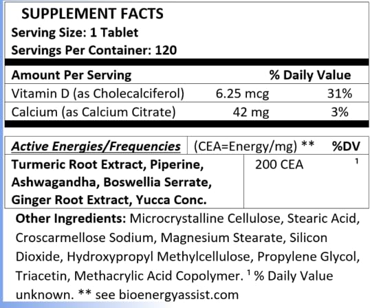 Resonex Curcumin, Boswellia, Ginger, Yucca, Piperine Frequencies 120 Tablets