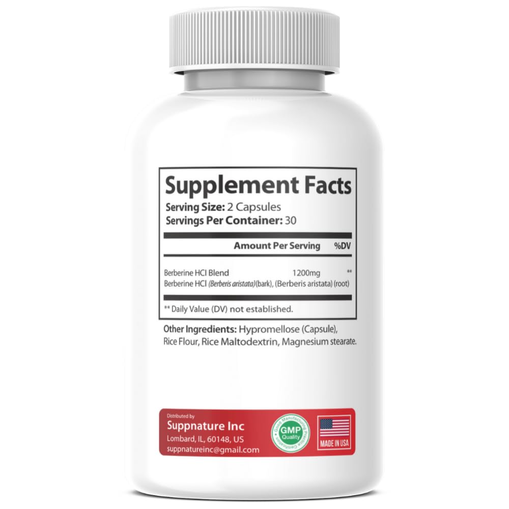 SuppNature Berberine Plus Supplement 1200mg Capsules, 60 Count