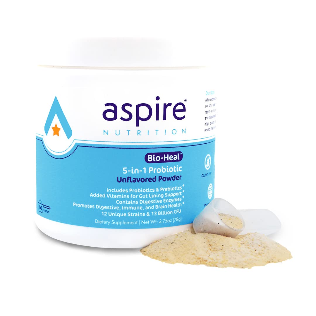 Aspire Nutrition 5-in-1 Bio-Heal Probiotic for Kids, Men & Women Powder 2.75 oz
