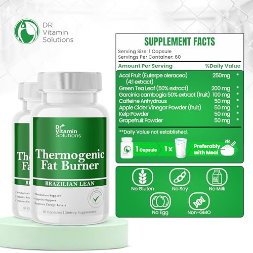 DR VITAMIN SOLUTIONS Professional Detox Cleanse and Thermogenic Fat Burner Capsules, 180 Capsules