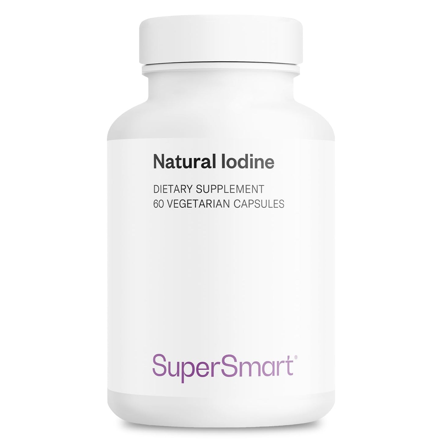 Supersmart Natural Iodine 1000 mg Per Day - Standardized to 650 ppm of Iodine - Thyroid & Healthy Nervous System Support Supplement, 60 Capsules
