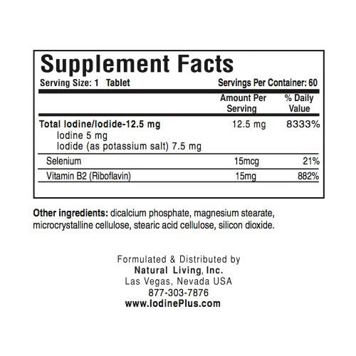 Natural Living Iodine Plus 2 - Thyroid M.D.'s Official Formula 60 Tablets