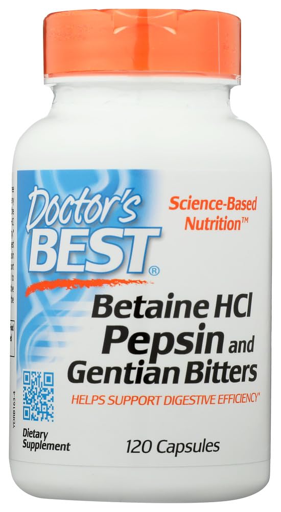 Doctor's BEST Betaine HCl Pepsin and Gentian Bitters Capsules 120
