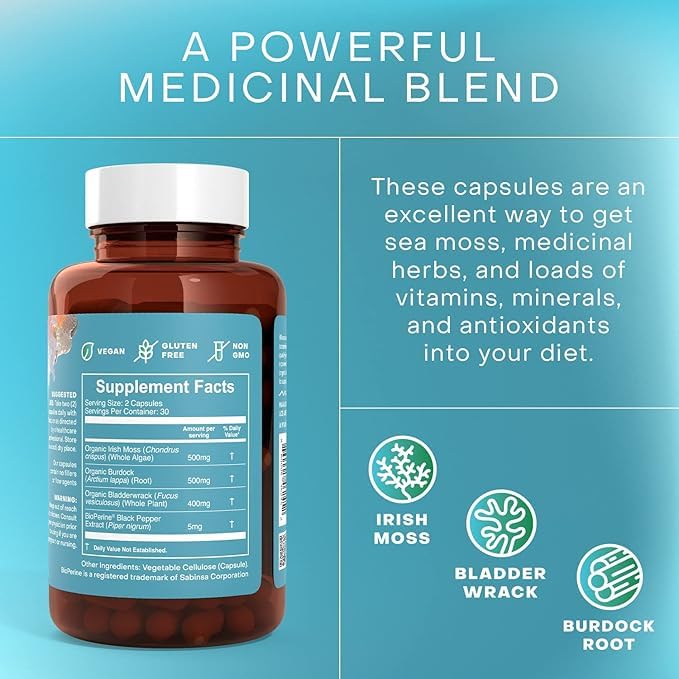 Akasha Superfoods Sea Moss Capsules Capsule, 60 Count