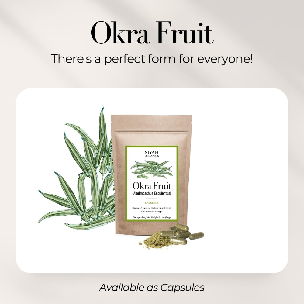 Selah Organics Natural Healing & Wellness Okra Fruit Capsules, 60 Count