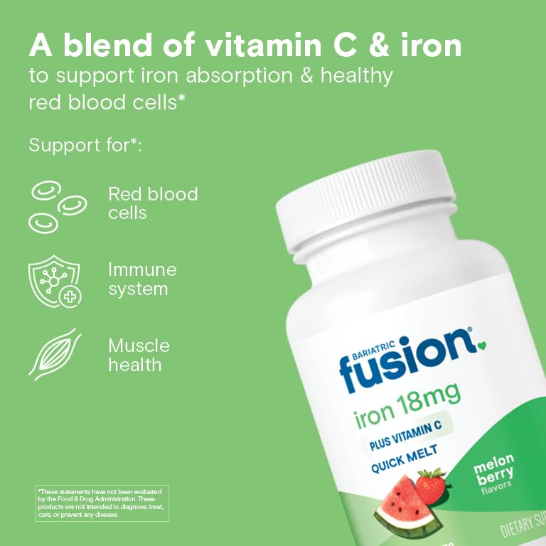 Bariatric Fusion Iron Supplement for Women Quick Melt Tablets, 90 Count