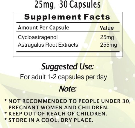 Crackaging CA-100 Cycloastragenol Anti-Aging Telomere Supplement 25mg Capsules 30 Count