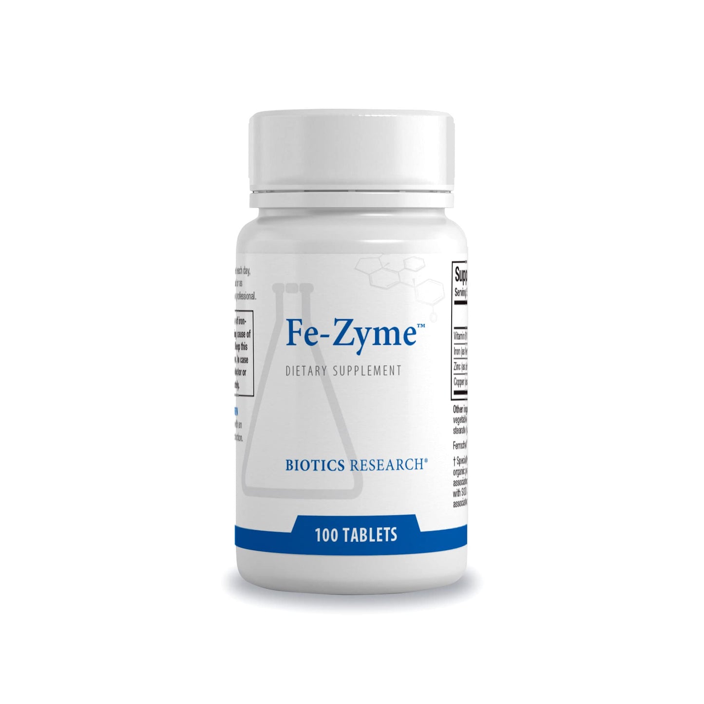 Biotics Research Fe-Zyme Iron 25 mg with Zinc and Copper, Supports Normal Red Blood Cell Production and Healthy Energy Levels, 100 Tablets