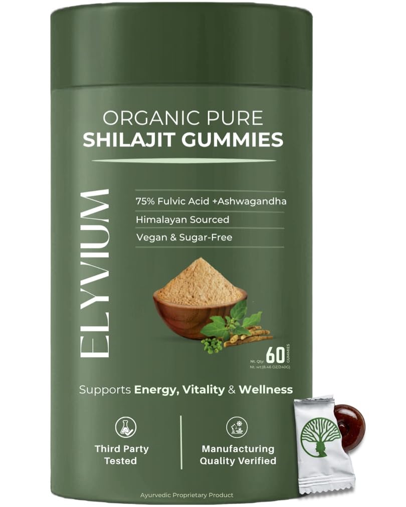 Elyvium Pure Himalayan Shilajit Gummies with Ashwagandha 60-count