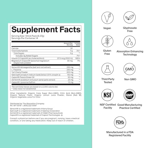 The Absorption Company Calm & Restore Ashwagandha Powder Supplement, 14 Count