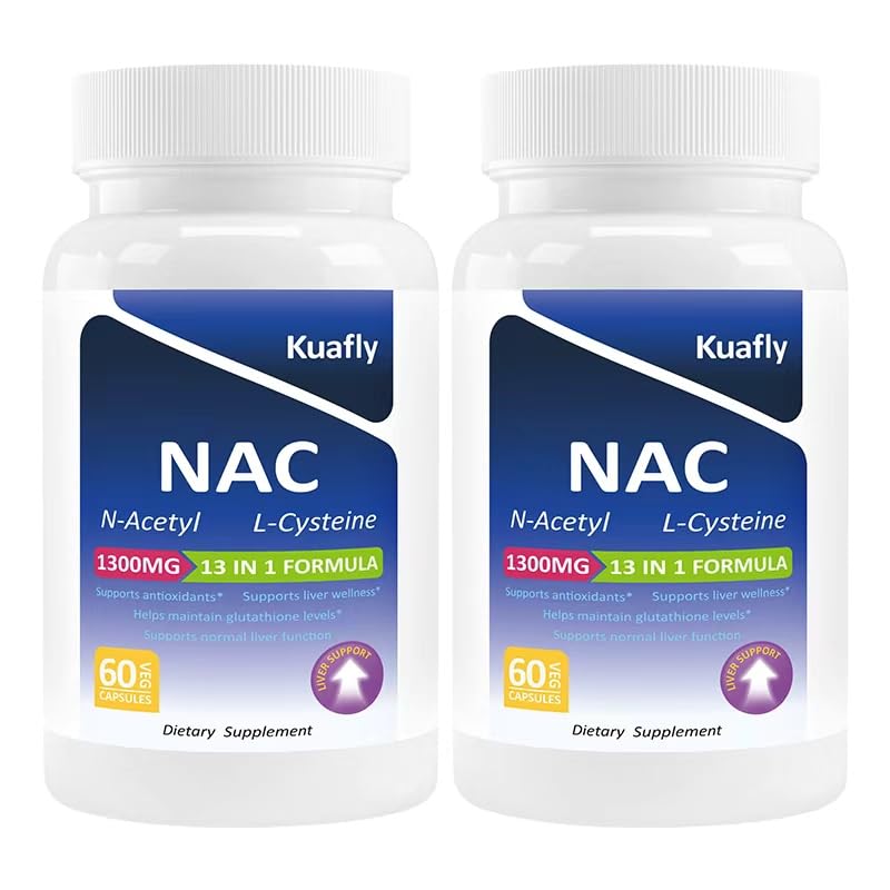 KUAFLY NAC Supplement 1300mg N-Acetyl Cysteine 13-in-1 Antioxidant, 120 Capsules