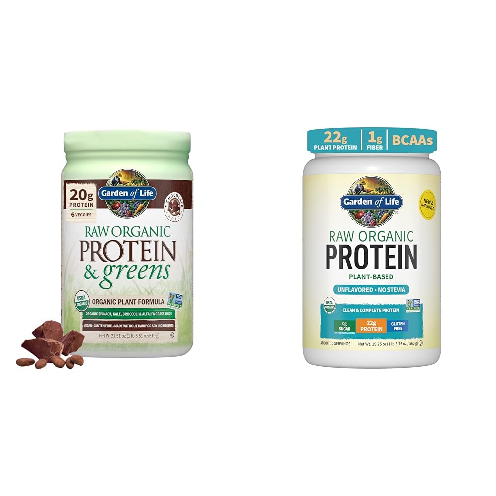 Garden of Life Raw Organic Protein & Greens Protein Powder, Chocolate, 2 Pack