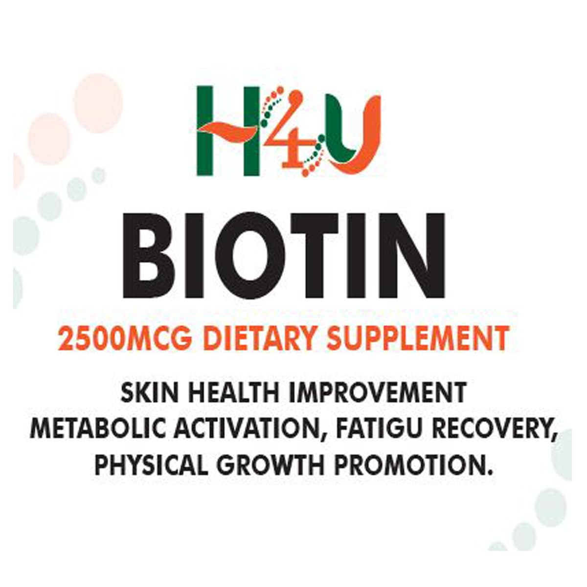 H4U Extra Strength Biotin 2500 mcg Capsules, 60 Count