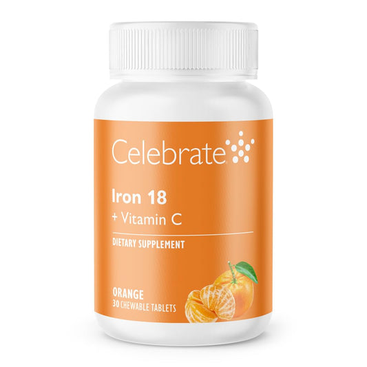 Celebrate Bariatric Supplements Iron+C 18mg Chewable Tangerine Tablet, 30 Count