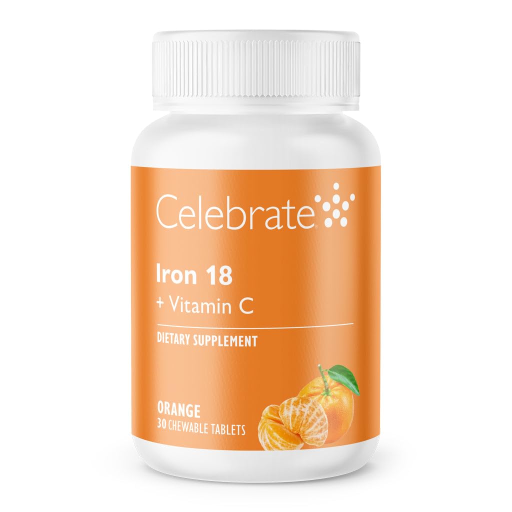 Celebrate Bariatric Supplements Iron+C 18mg Tangerine Tablets, 30 Count